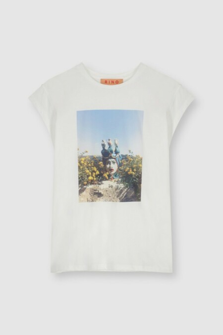 Rino&Pelle - T-Shirt - Gotcha - face print - snow white