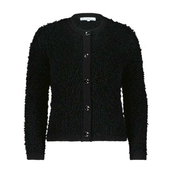 Red button - jolie - boucle - strickjacke - black
