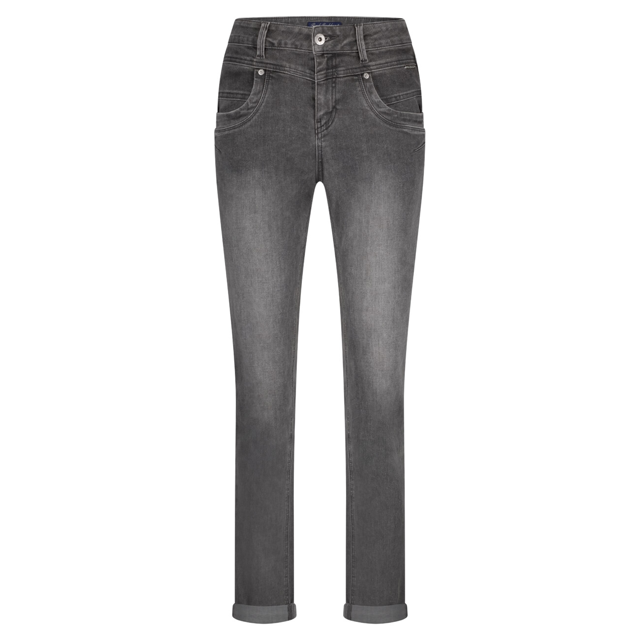 Red button - grey denim - jeans - relax