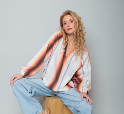 emily van den bergh - bluse - baumwolle - multi stripe