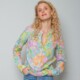 Emily van den bergh - damenbluse - langarm - bleu multi flower