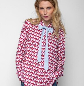 emily van den bergh - damen - bluse - 9155 - pink white geometric