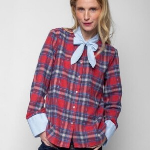Emily van den bergh - damenbluse - red blue check - 9086 - 158892